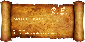 Regius Ervin névjegykártya